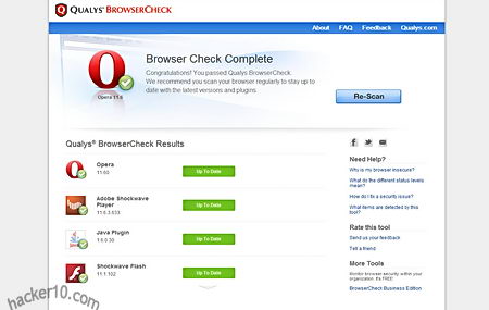 Qualys Browsercheck security test