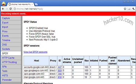 SPDY protocol status in Chrome browser