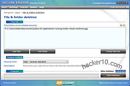 Secure Eraser file wiping software