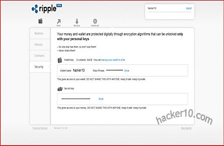 Cryptocurrency Ripple wallet