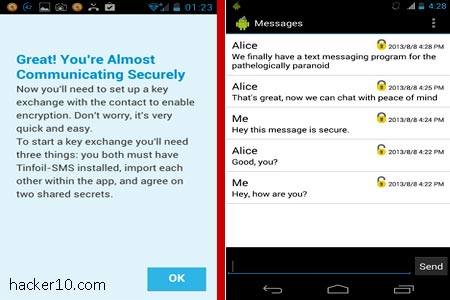 Tinfoil-SMS encrypted Android SMS message